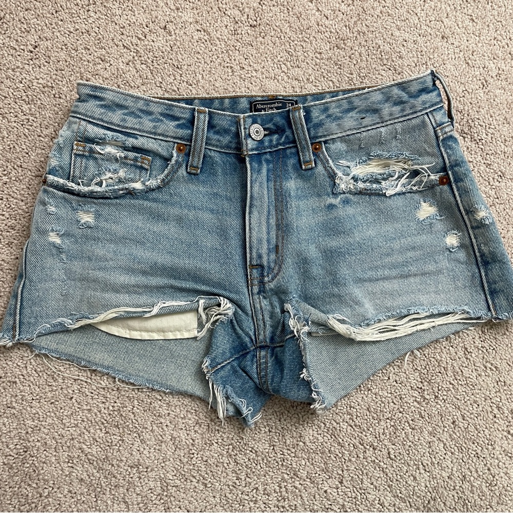Abercrombie & Fitch Destroyed Distressed Denim Shorts